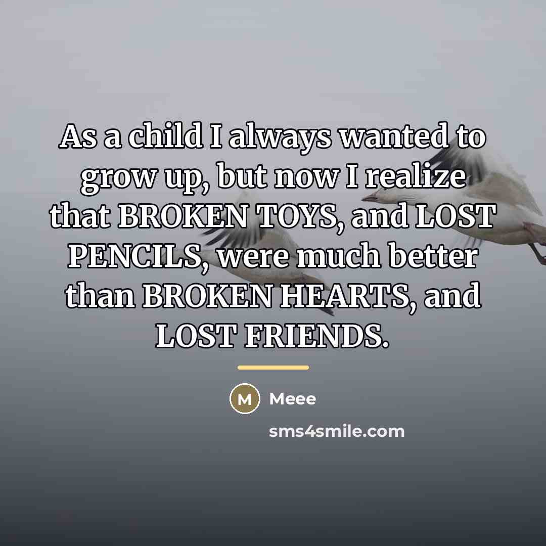“As a child I always wanted to grow up, but…” quote by MEEE