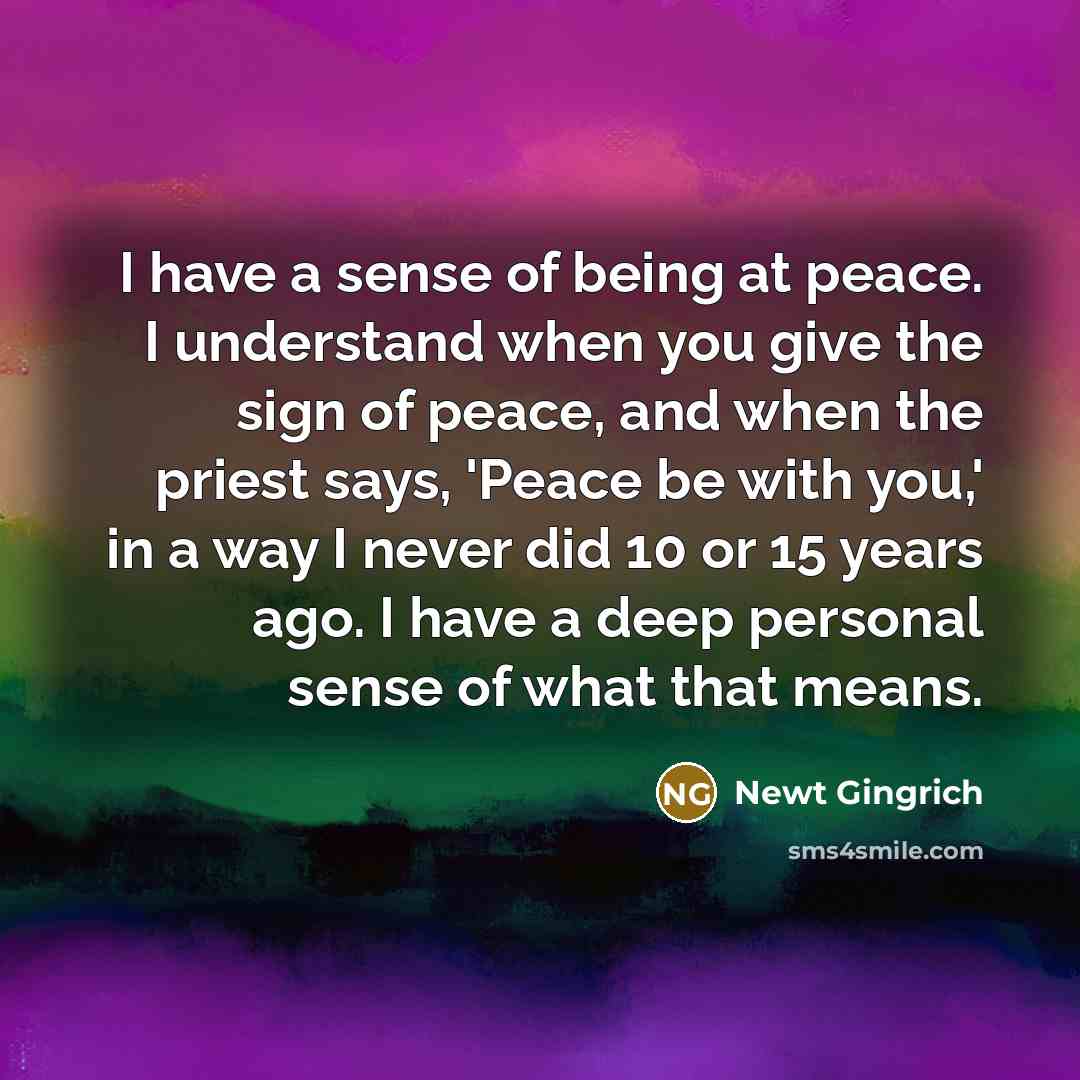 “I have a sense of being at peace. I understand…” quote by Newt Gingrich