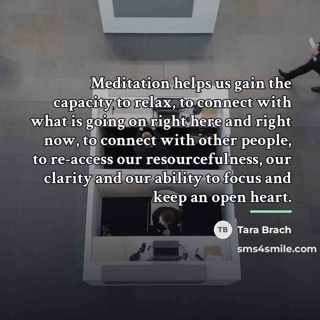 “Meditation helps us gain the capacity to relax, to connect…” quote by Tara Brach