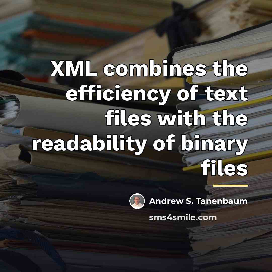 “XML combines the efficiency of text files with the readability…” quote by Andrew S. Tanenbaum
