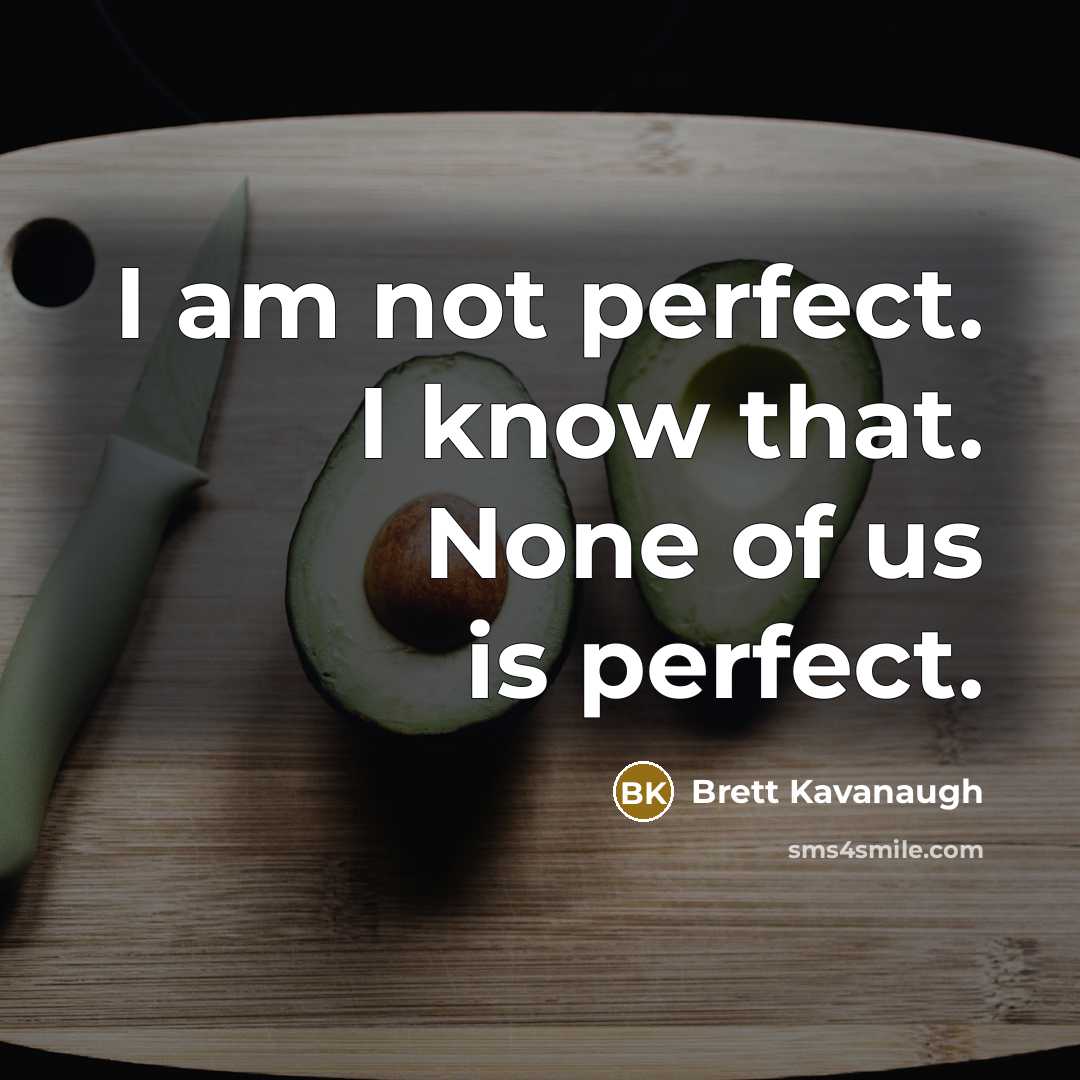 “I am not perfect. I know that. None of us…” quote by Brett Kavanaugh