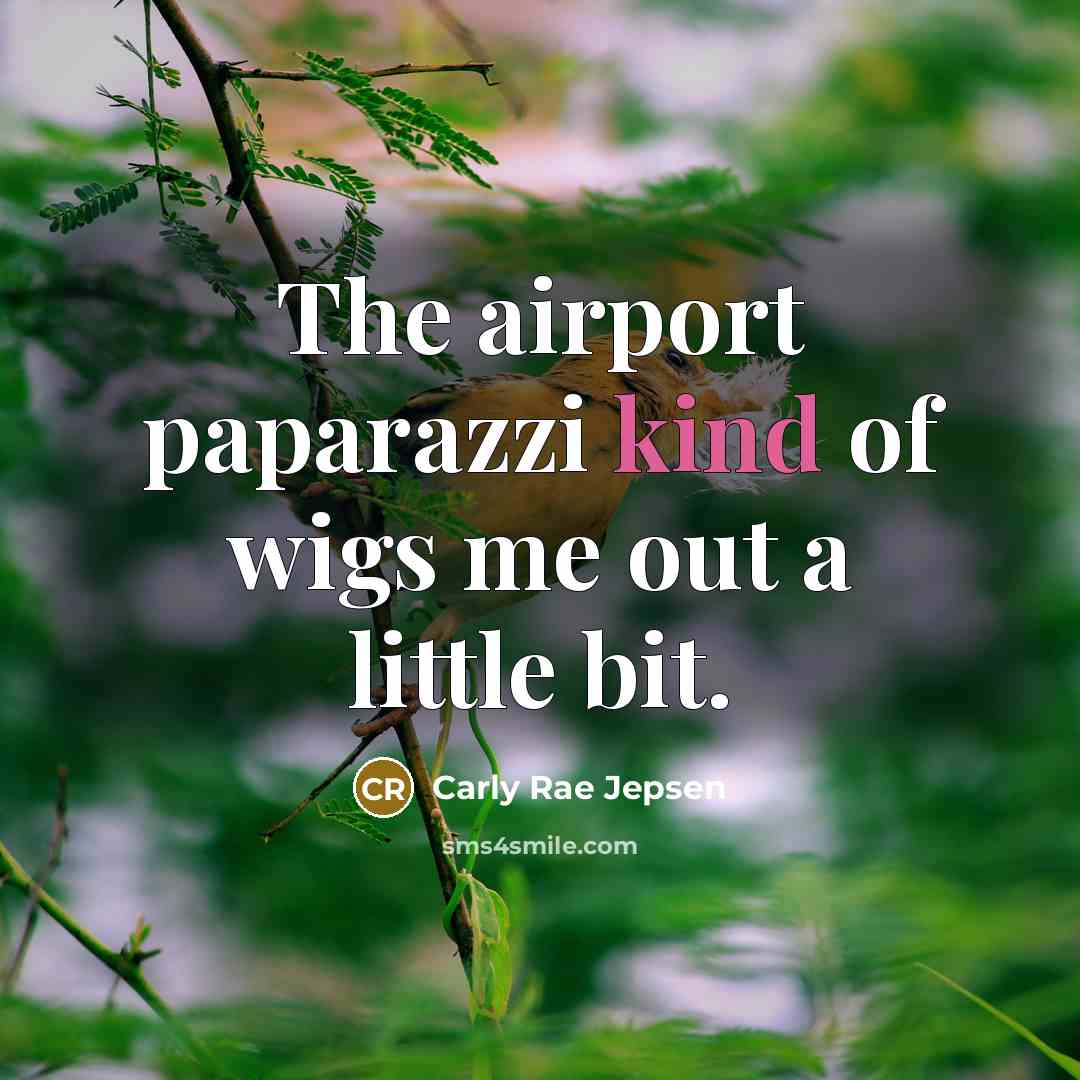 “The airport paparazzi kind of wigs me out a little…” quote by Carly Rae Jepsen