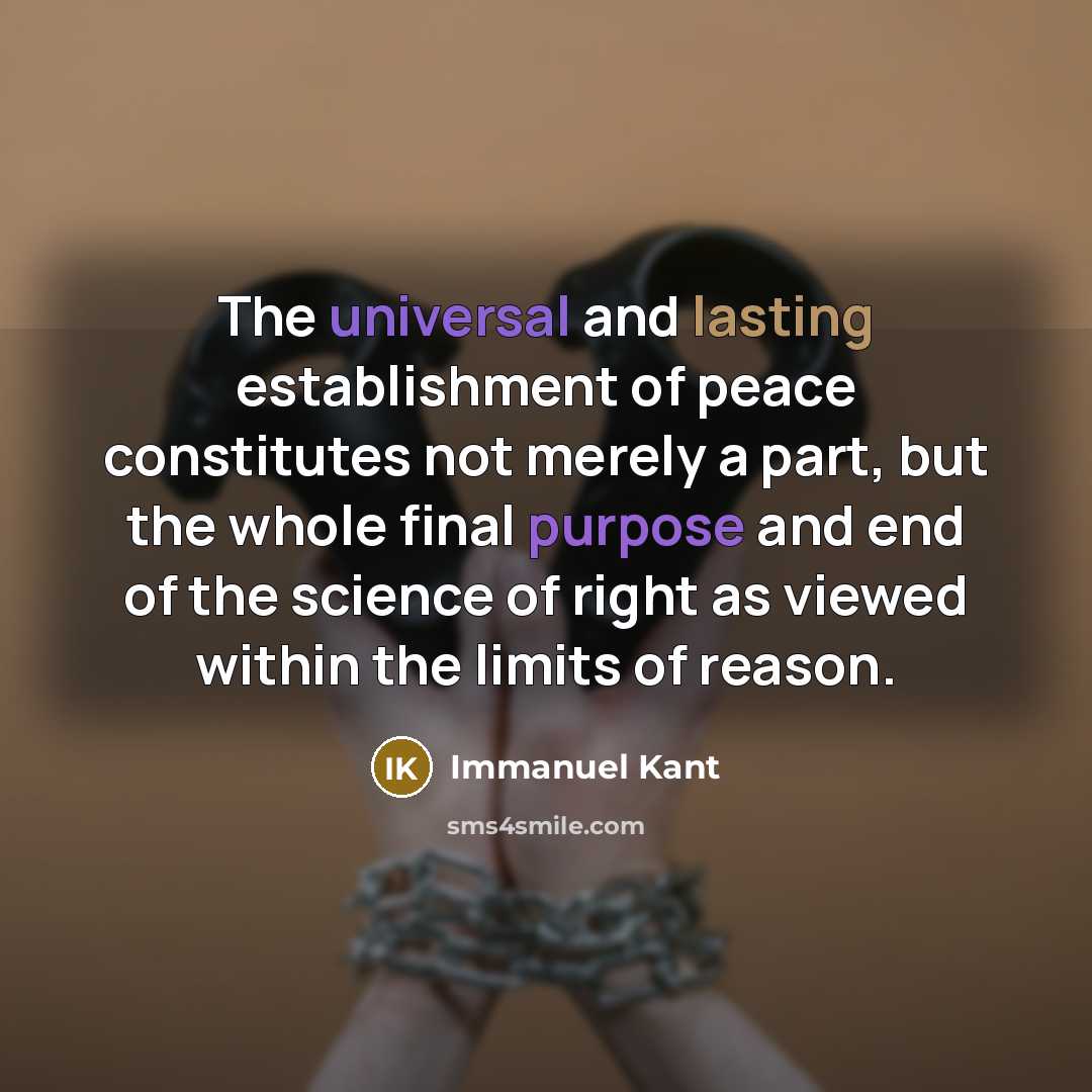 “The universal and lasting establishment of peace constitutes not merely…” quote by Immanuel Kant