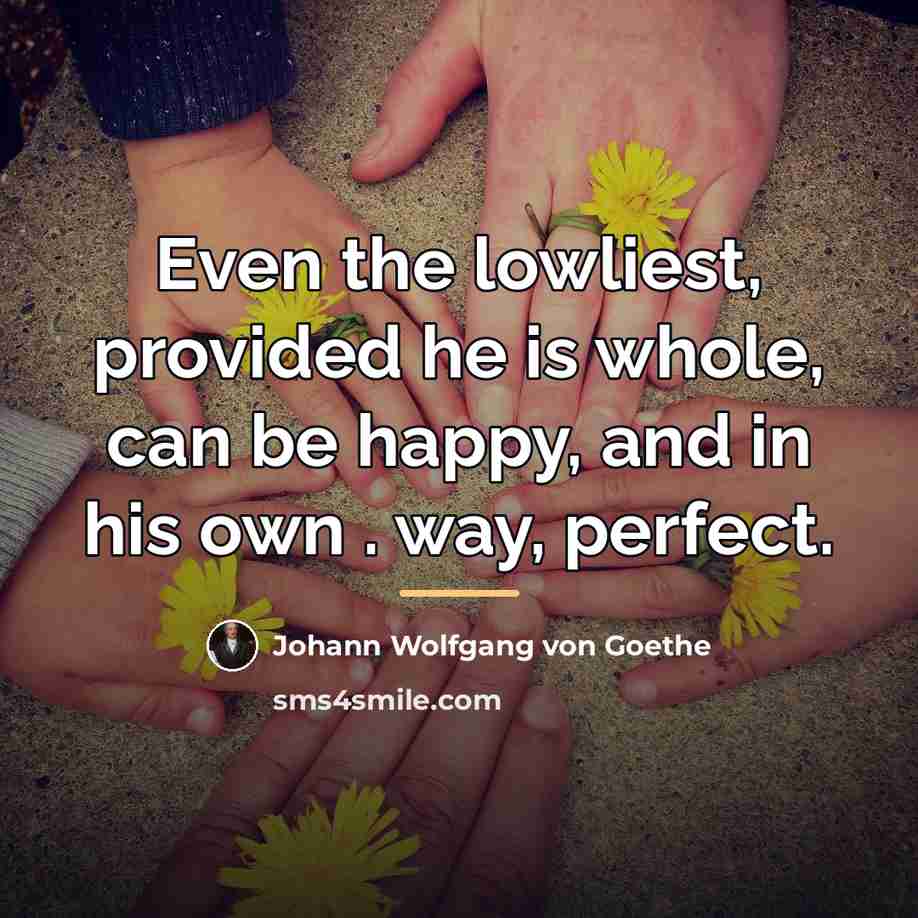 “Even the lowliest, provided he is whole, can be happy,…” quote by Johann Wolfgang von Goethe