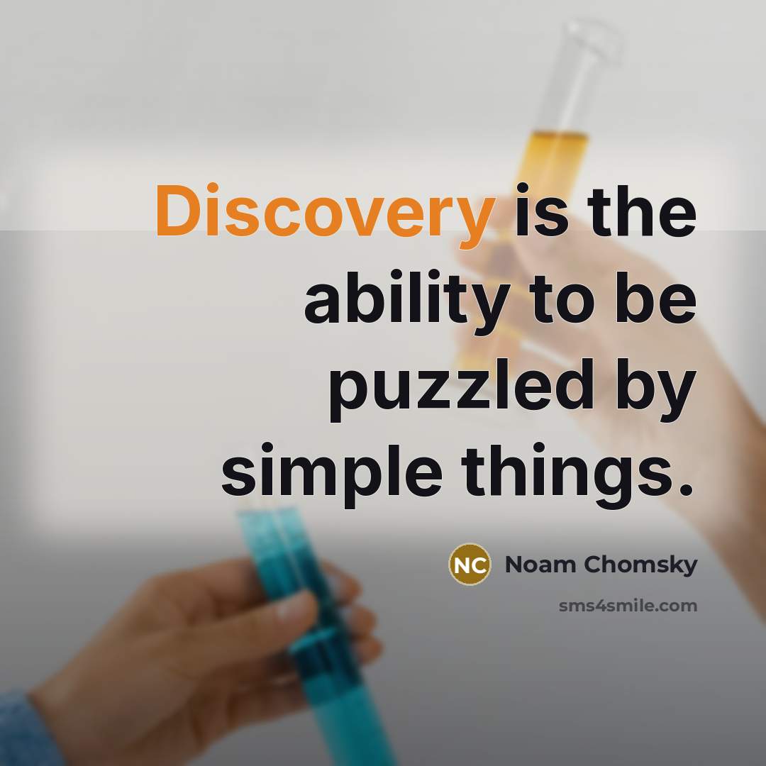 “Discovery is the ability to be puzzled by simple things.…” quote by Noam Chomsky