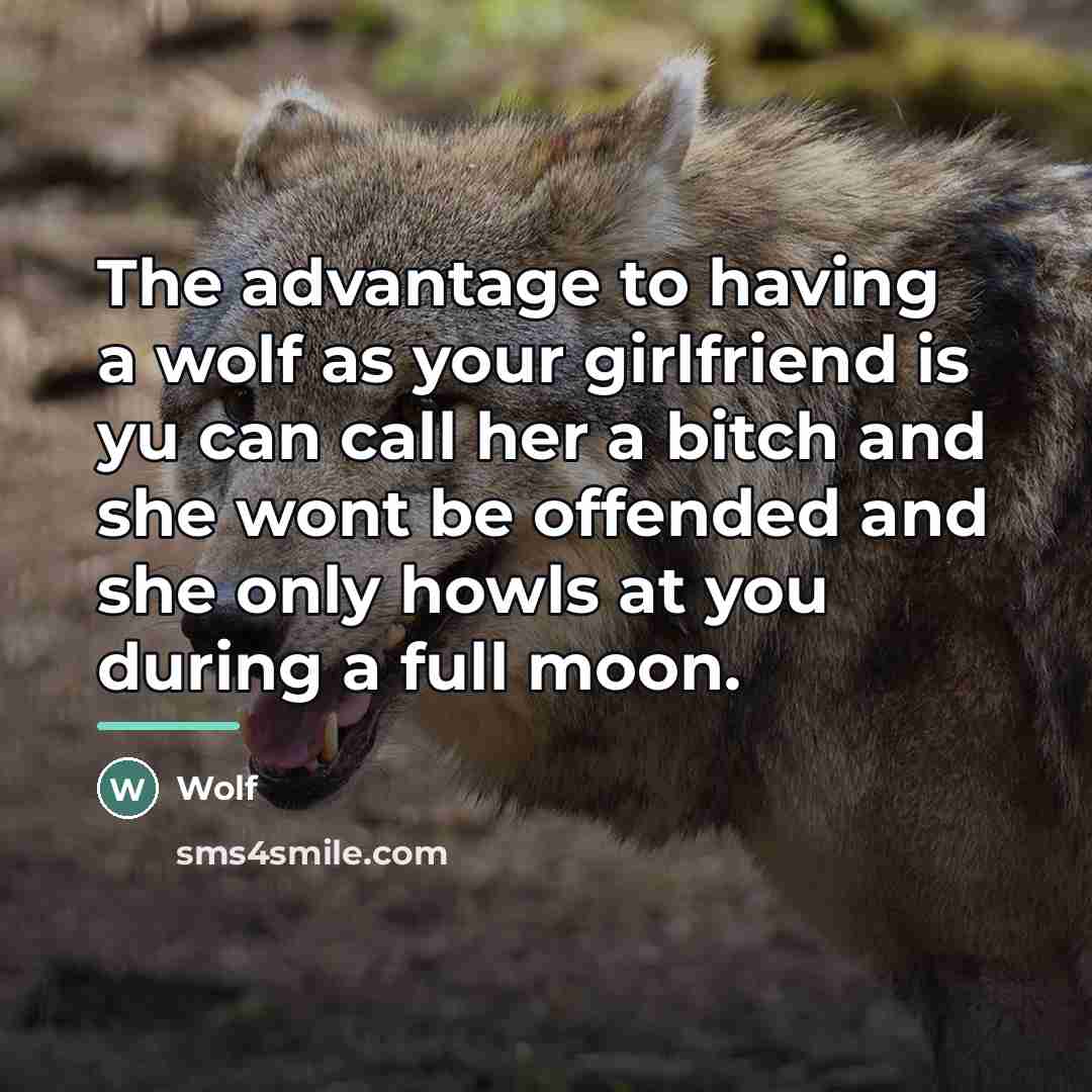 “The advantage to having a wolf as your girlfriend is…” quote by Wolf