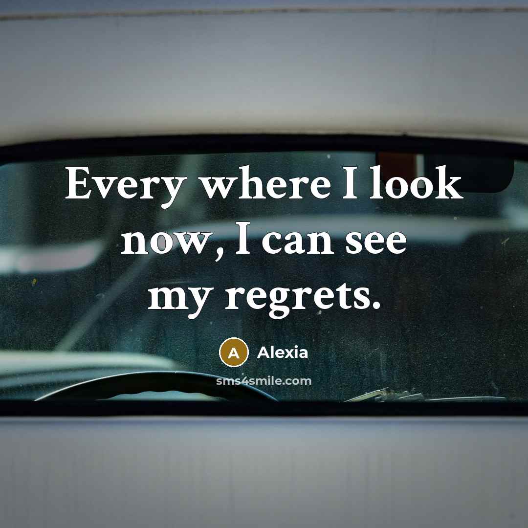 “Every where I look now, I can see my regrets.…” quote by Alexia