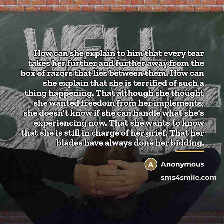 “How can she explain to him that every tear takes…” quote by Anonymous