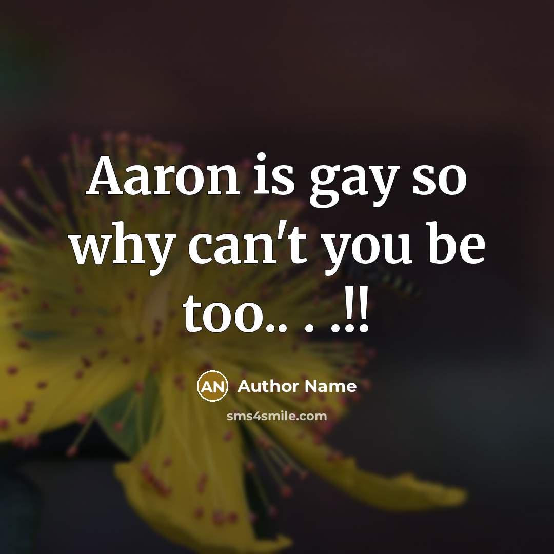 “Aaron is gay so why can't you be too.. . .!!” quote by Author Name