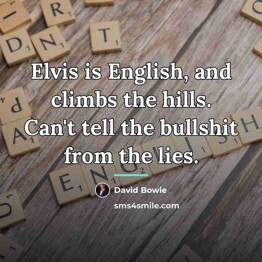 “Elvis is English, and climbs the hills. Can't tell the…” quote by David Bowie