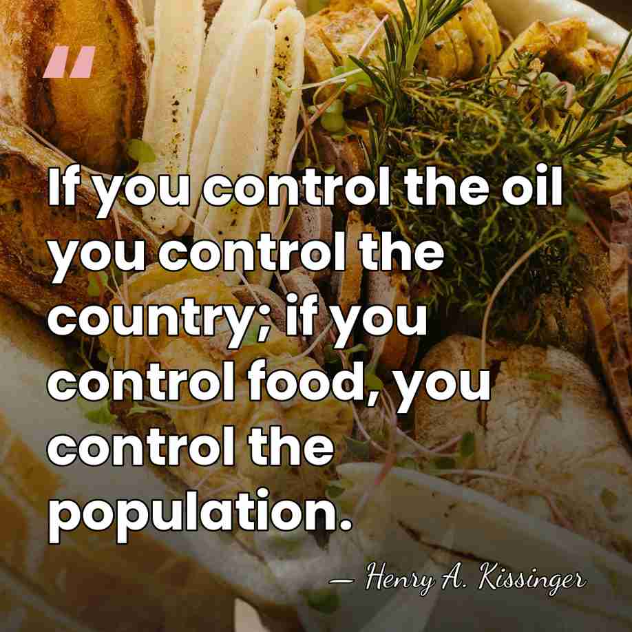 If you control the oil you control the country; if you control&hellip; - Henry A. Kissinger