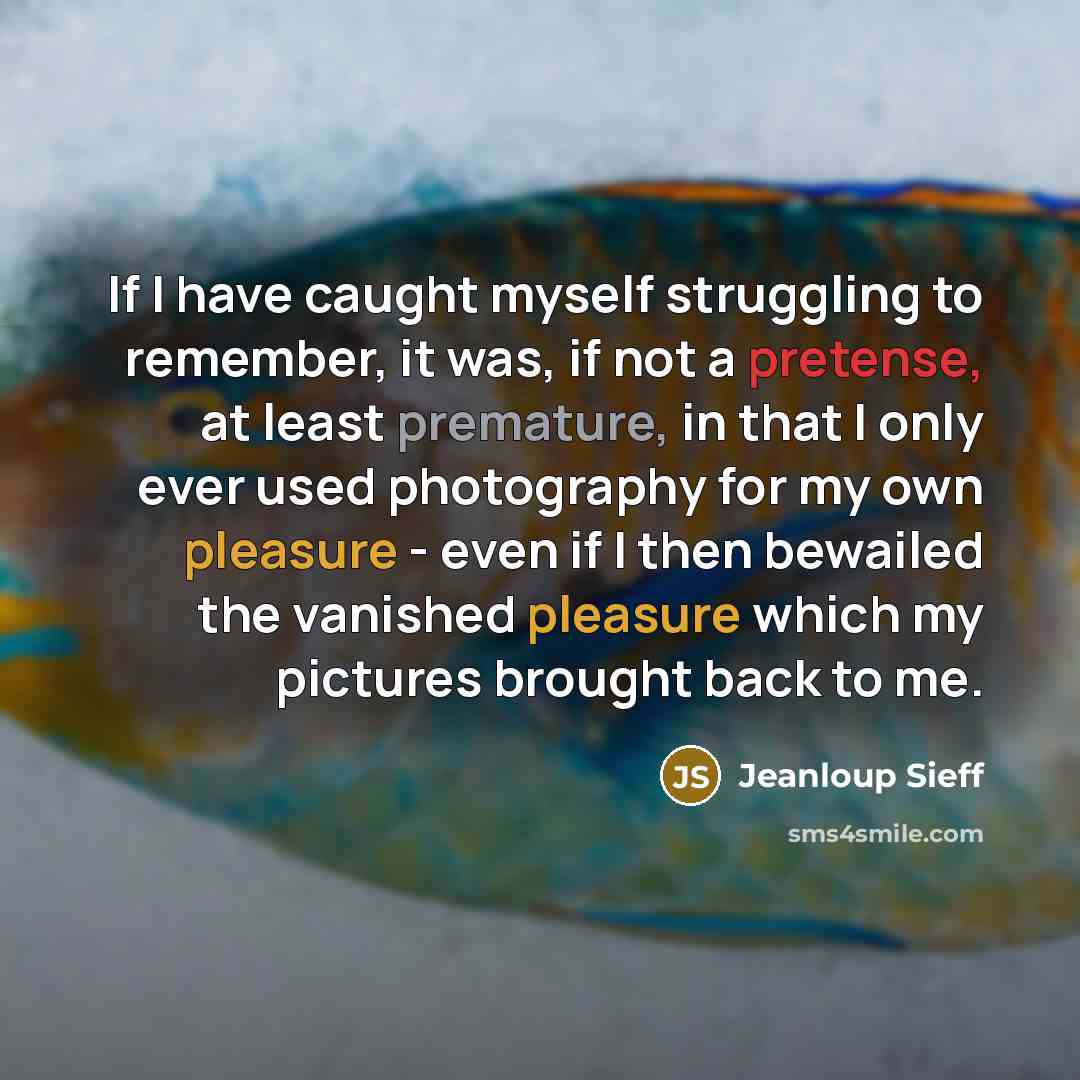“If I have caught myself struggling to remember, it was,…” quote by Jeanloup Sieff