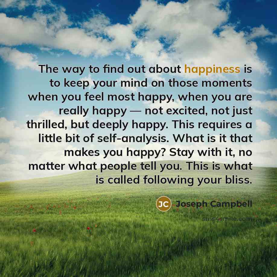 “The way to find out about happiness is to keep…” quote by Joseph Campbell