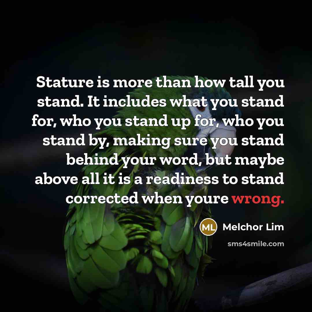 “Stature is more than how tall you stand. It includes…” quote by Melchor Lim