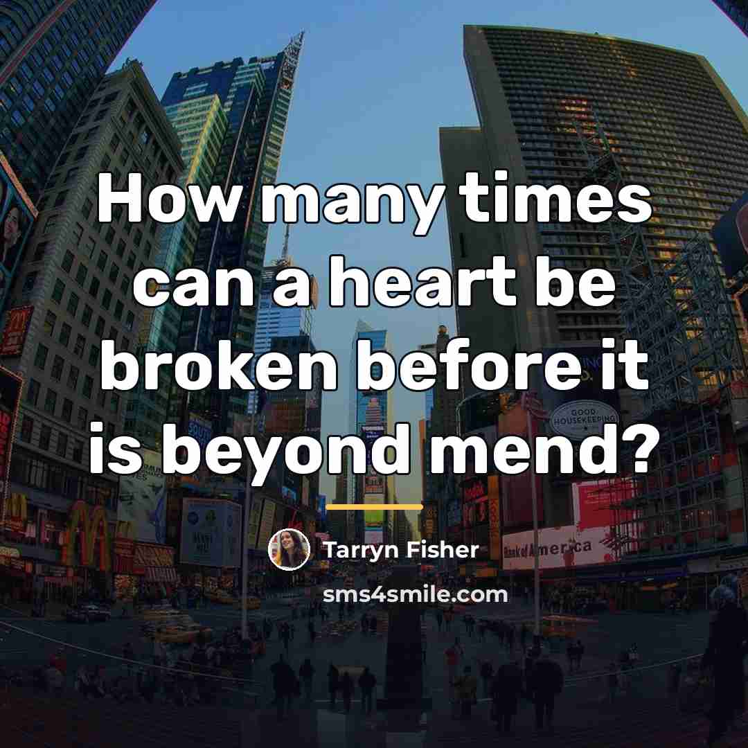 “How many times can a heart be broken before it…” quote by Tarryn Fisher
