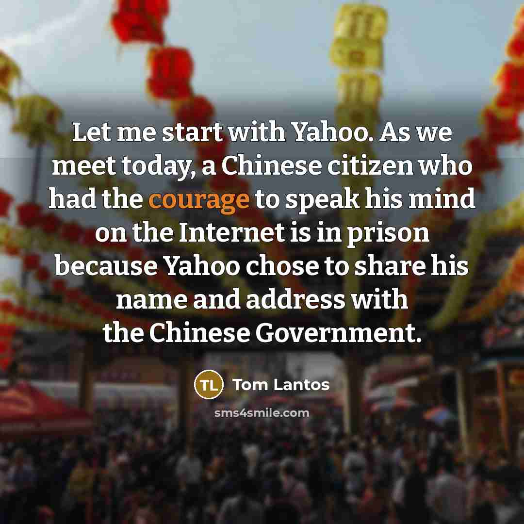 “Let me start with Yahoo. As we meet today, a…” quote by Tom Lantos