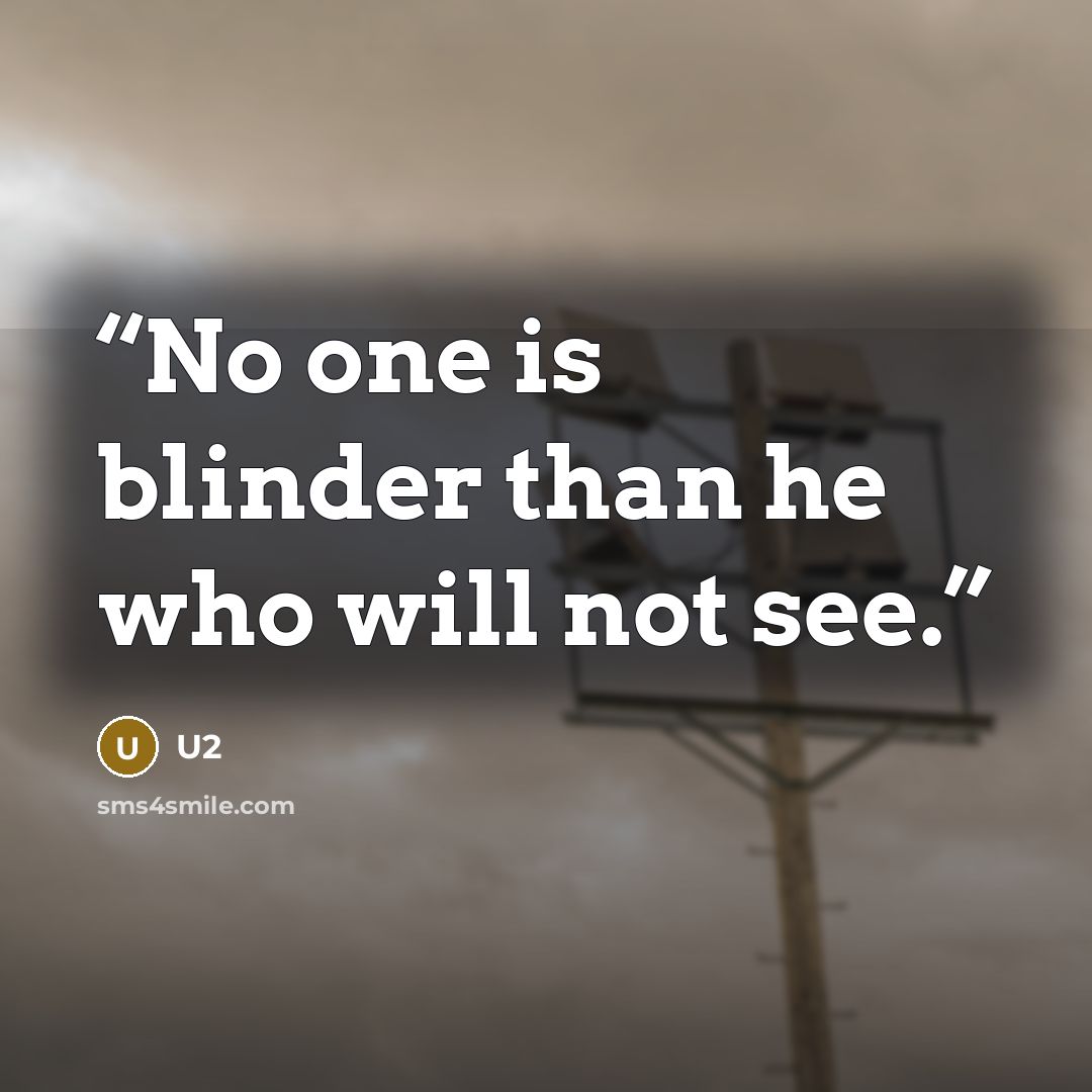 “No one is blinder than he who will not see.” quote by U2