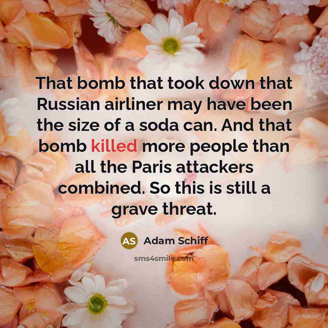 “That bomb that took down that Russian airliner may have…” quote by Adam Schiff