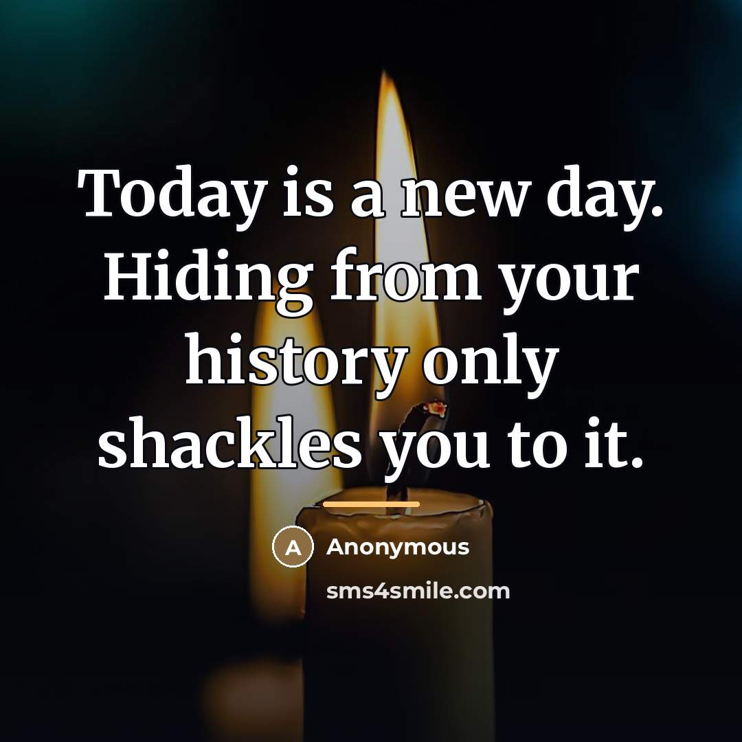 “Today is a new day. Hiding from your history only…” quote by Anonymous