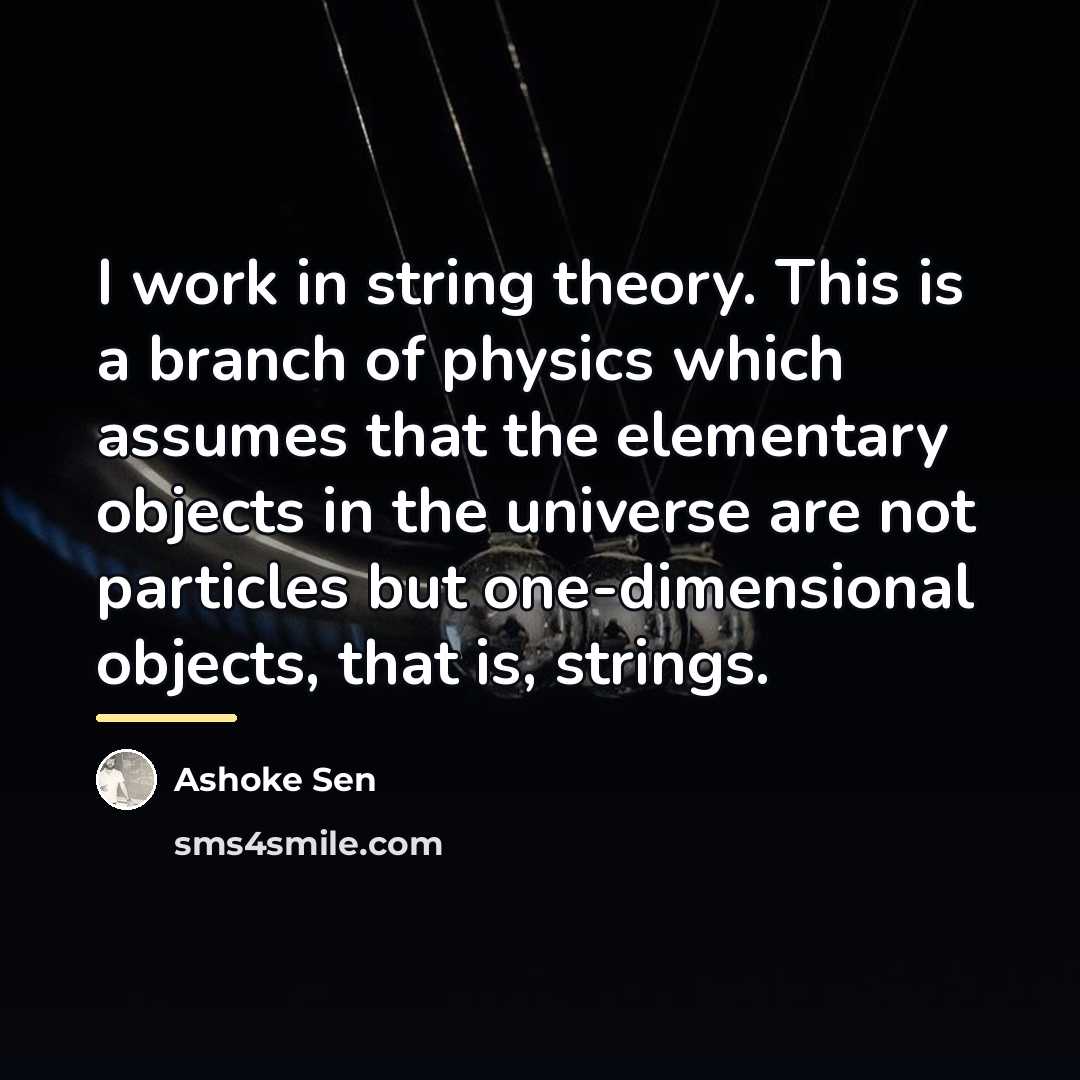 “I work in string theory. This is a branch of…” quote by Ashoke Sen