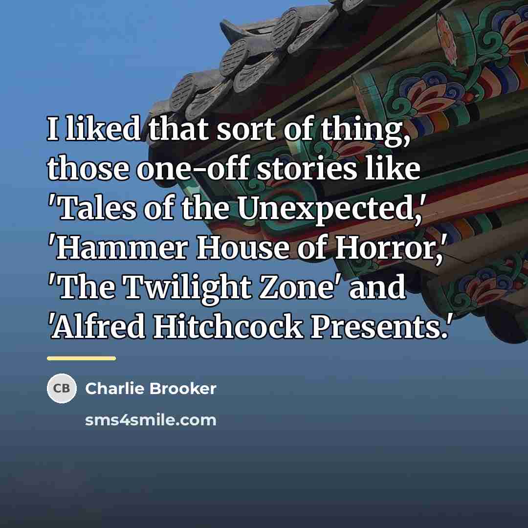 “I liked that sort of thing, those one-off stories like…” quote by Charlie Brooker