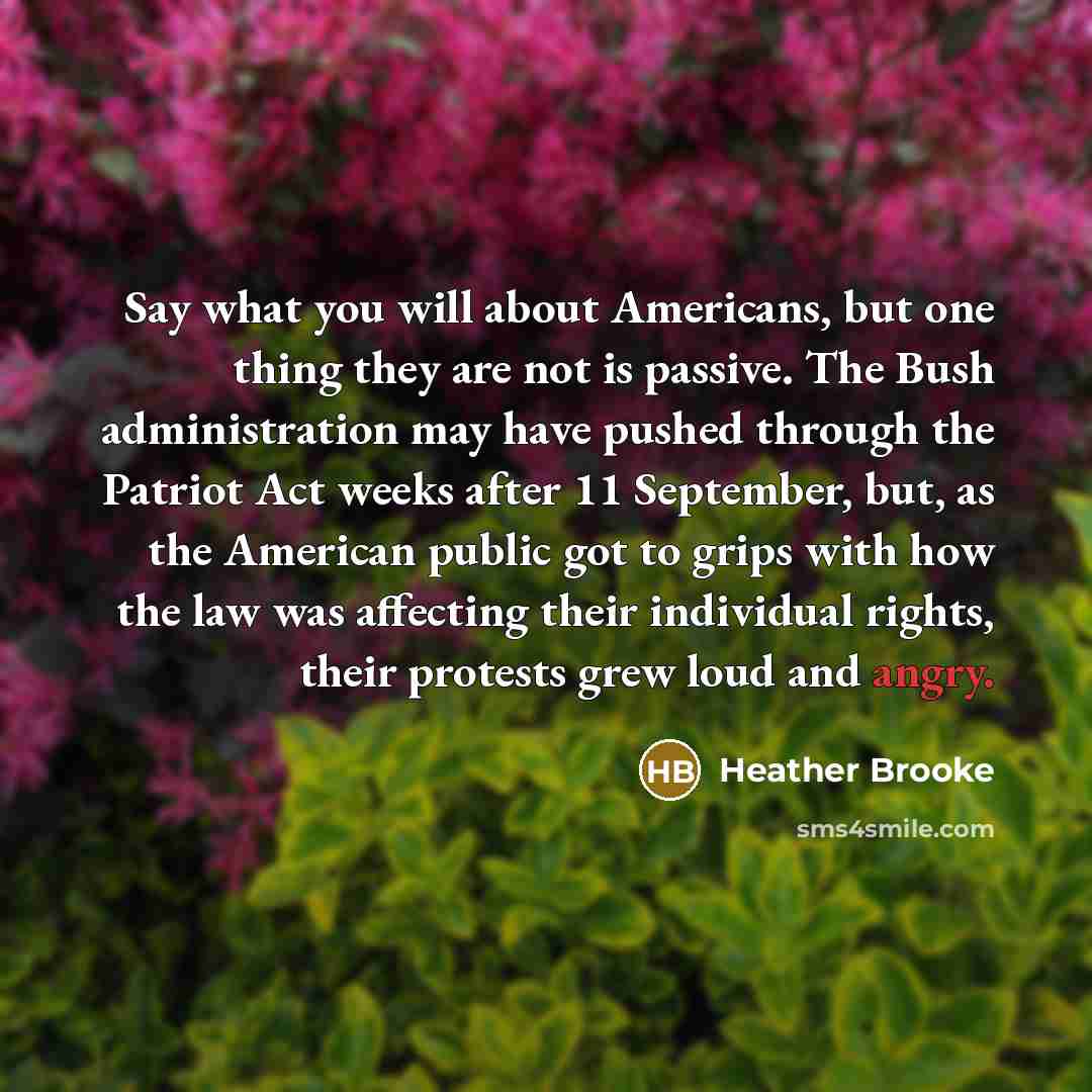 “Say what you will about Americans, but one thing they…” quote by Heather Brooke