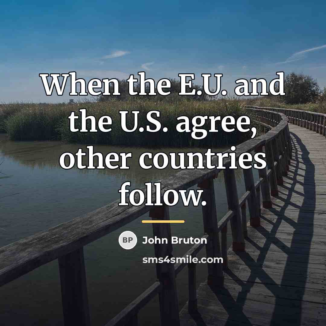 “When the E.U. and the U.S. agree, other countries follow.…” quote by John Bruton