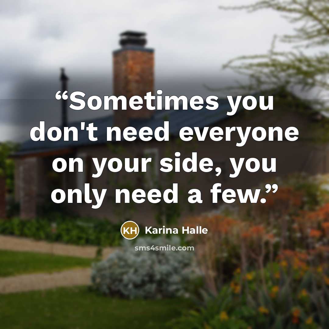 “Sometimes you don't need everyone on your side, you only need a few.” quote by Karina Halle