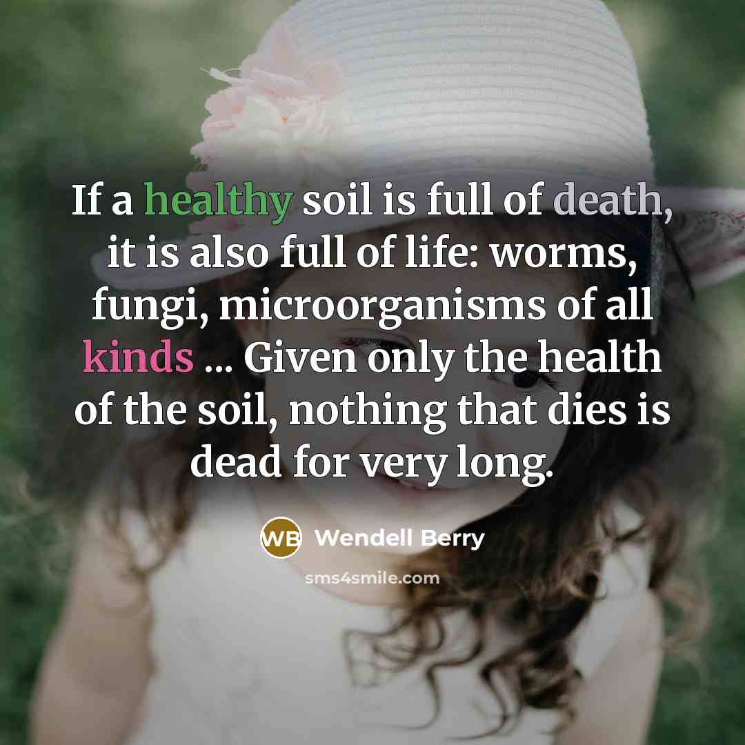 “If a healthy soil is full of death, it is…” quote by Wendell Berry