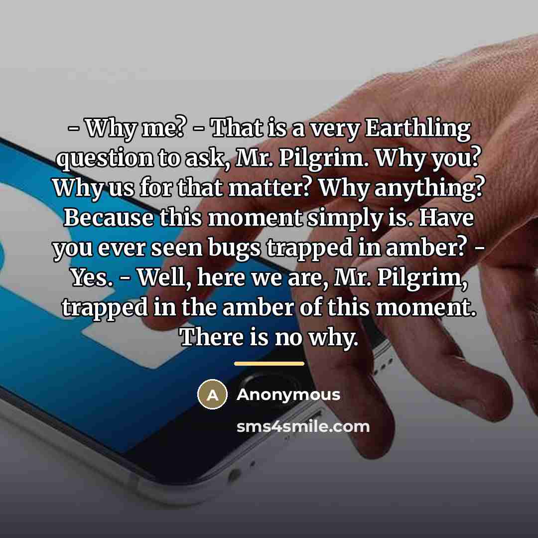 “- Why me? - That is a very Earthling question…” quote by Anonymous