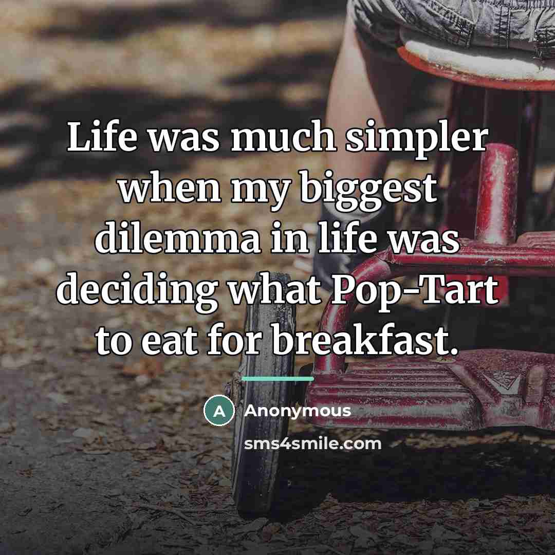 “Life was much simpler when my biggest dilemma in life…” quote by Anonymous