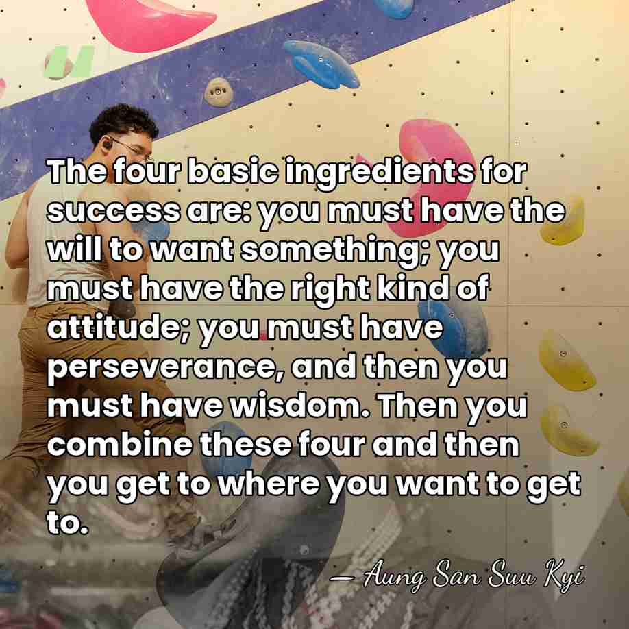 The four basic ingredients for success are: you must have the will&hellip; - Aung San Suu Kyi