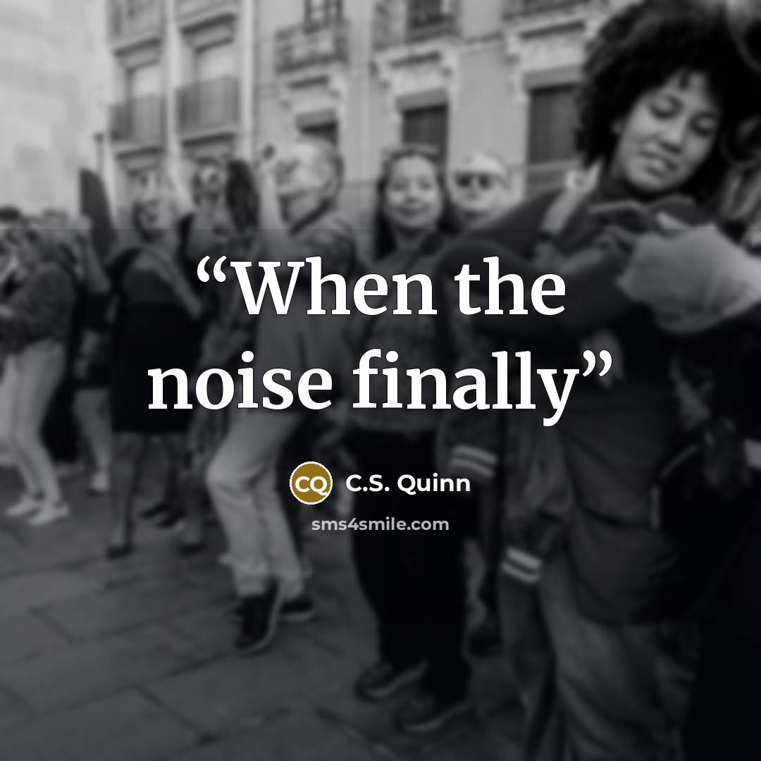 “When the noise finally” quote by C.S. Quinn