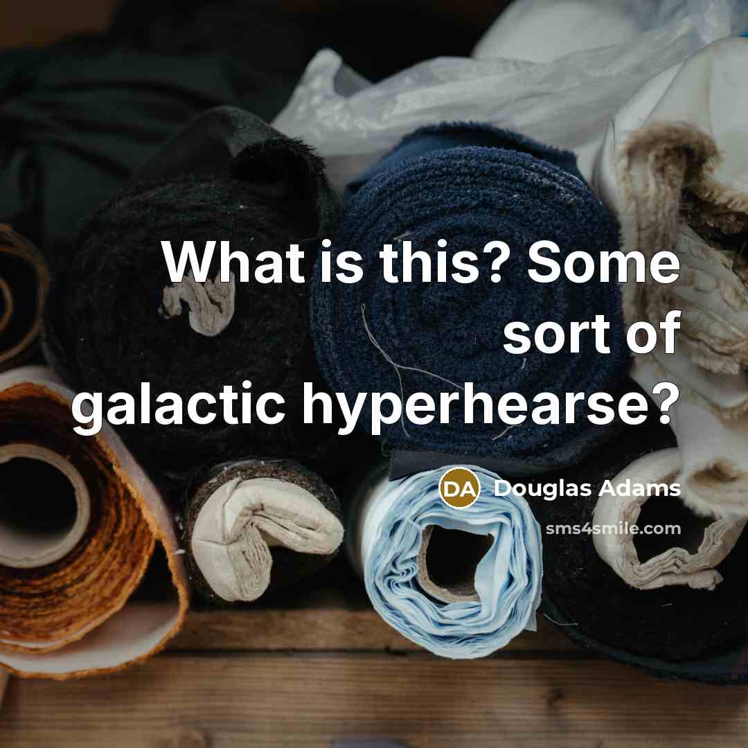 “What is this? Some sort of galactic hyperhearse?…” quote by Douglas Adams