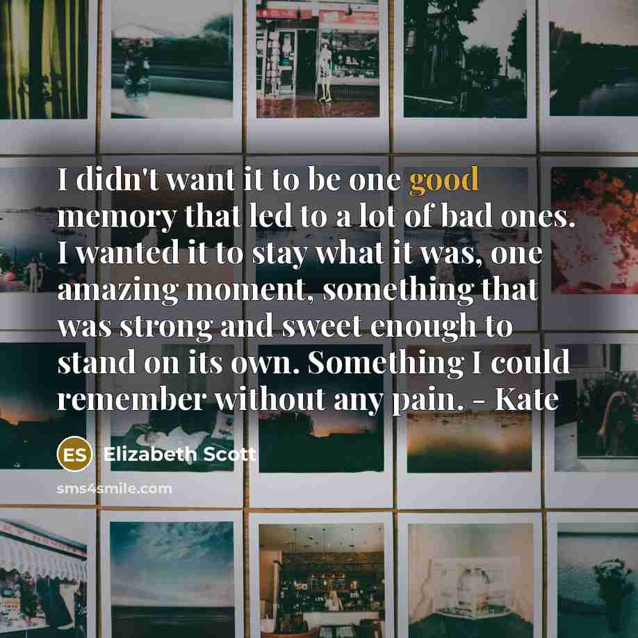 “I didn't want it to be one good memory that…” quote by Elizabeth Scott