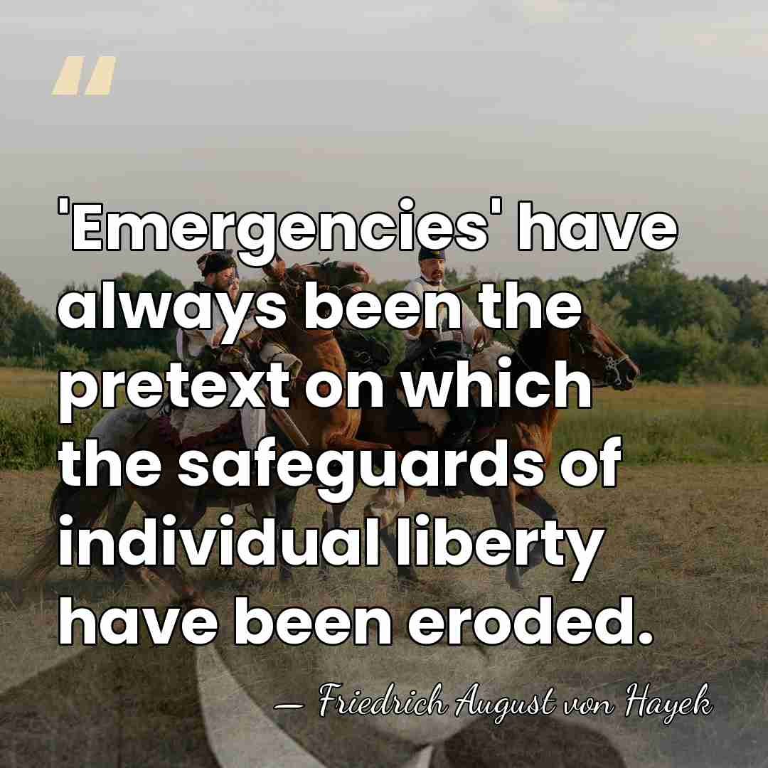 'Emergencies' have always been the pretext on which the safeguards of individual&hellip; - Friedrich August von Hayek