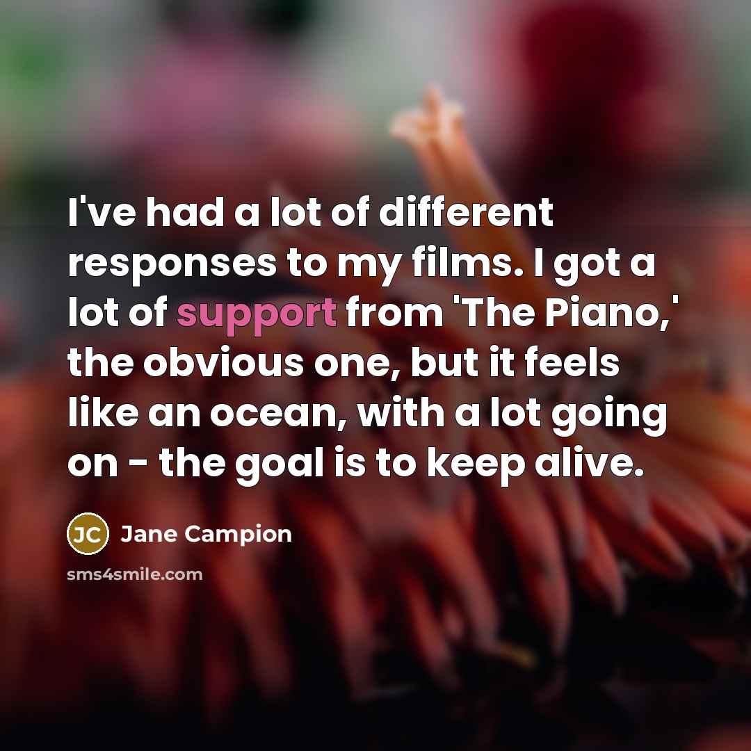 “I've had a lot of different responses to my films.…” quote by Jane Campion