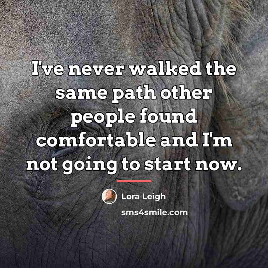 “I've never walked the same path other people found comfortable…” quote by Lora Leigh