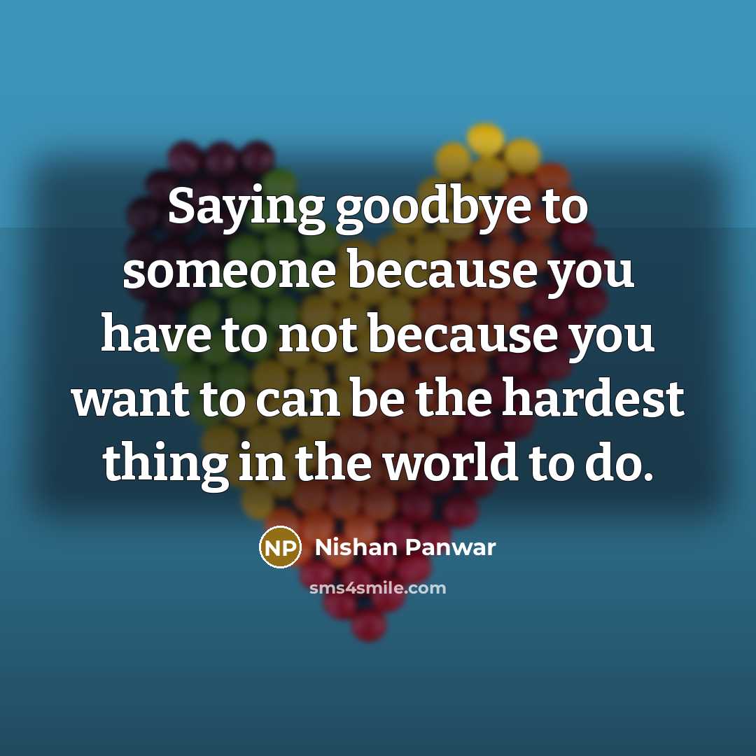 “Saying goodbye to someone because you have to not because…” quote by Nishan Panwar