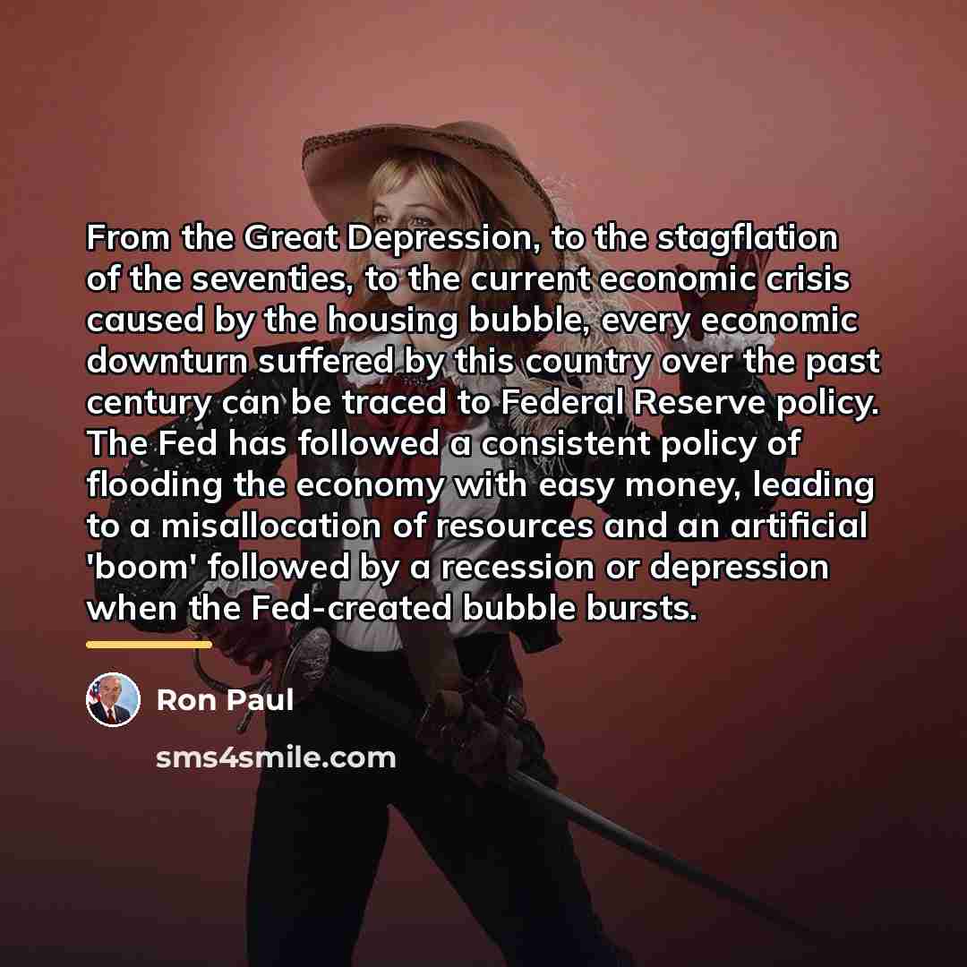 “From the Great Depression, to the stagflation of the seventies,…” quote by Ron Paul