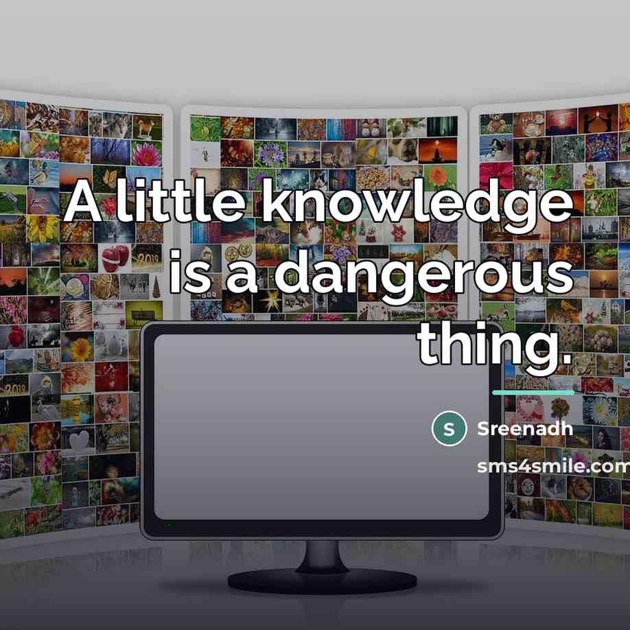 “A little knowledge is a dangerous thing.…” quote by Sreenadh