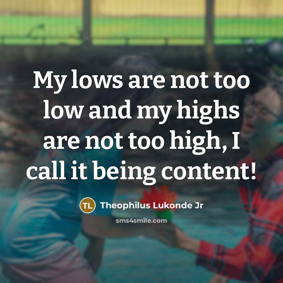 “My lows are not too low and my highs are…” quote by Theophilus Lukonde Jr