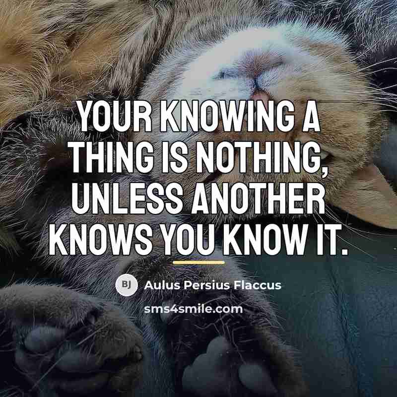“Your knowing a thing is nothing, unless another knows you…” quote by Aulus Persius Flaccus