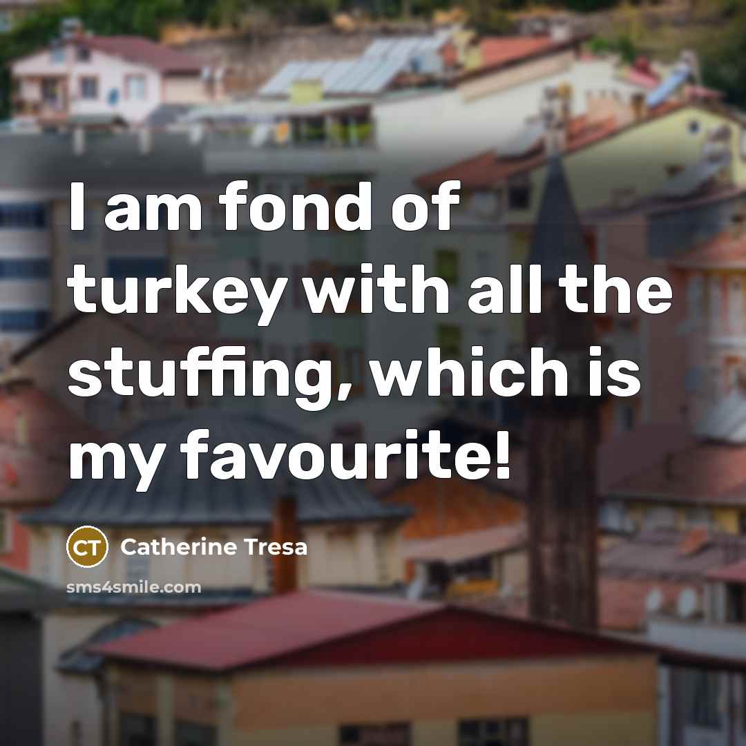 “I am fond of turkey with all the stuffing, which…” quote by Catherine Tresa