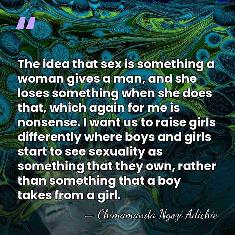 The idea that sex is something a woman gives a man, and&hellip; - Chimamanda Ngozi Adichie