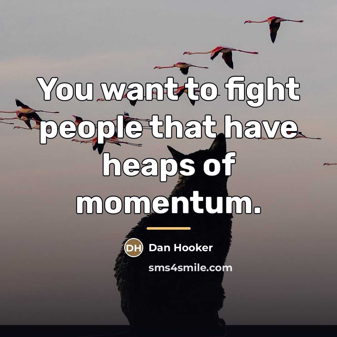 “You want to fight people that have heaps of momentum.…” quote by Dan Hooker