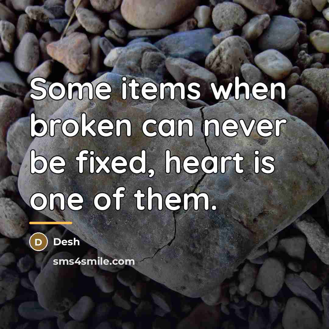 “Some items when broken can never be fixed, heart is…” quote by Desh