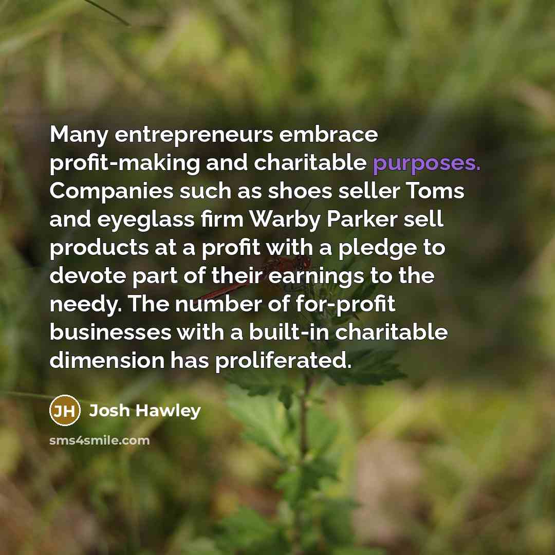 “Many entrepreneurs embrace profit-making and charitable purposes. Companies such as…” quote by Josh Hawley