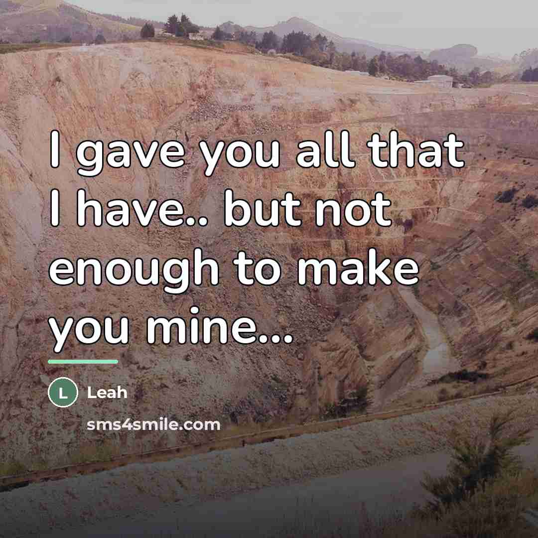 “I gave you all that I have.. but not enough…” quote by Leah