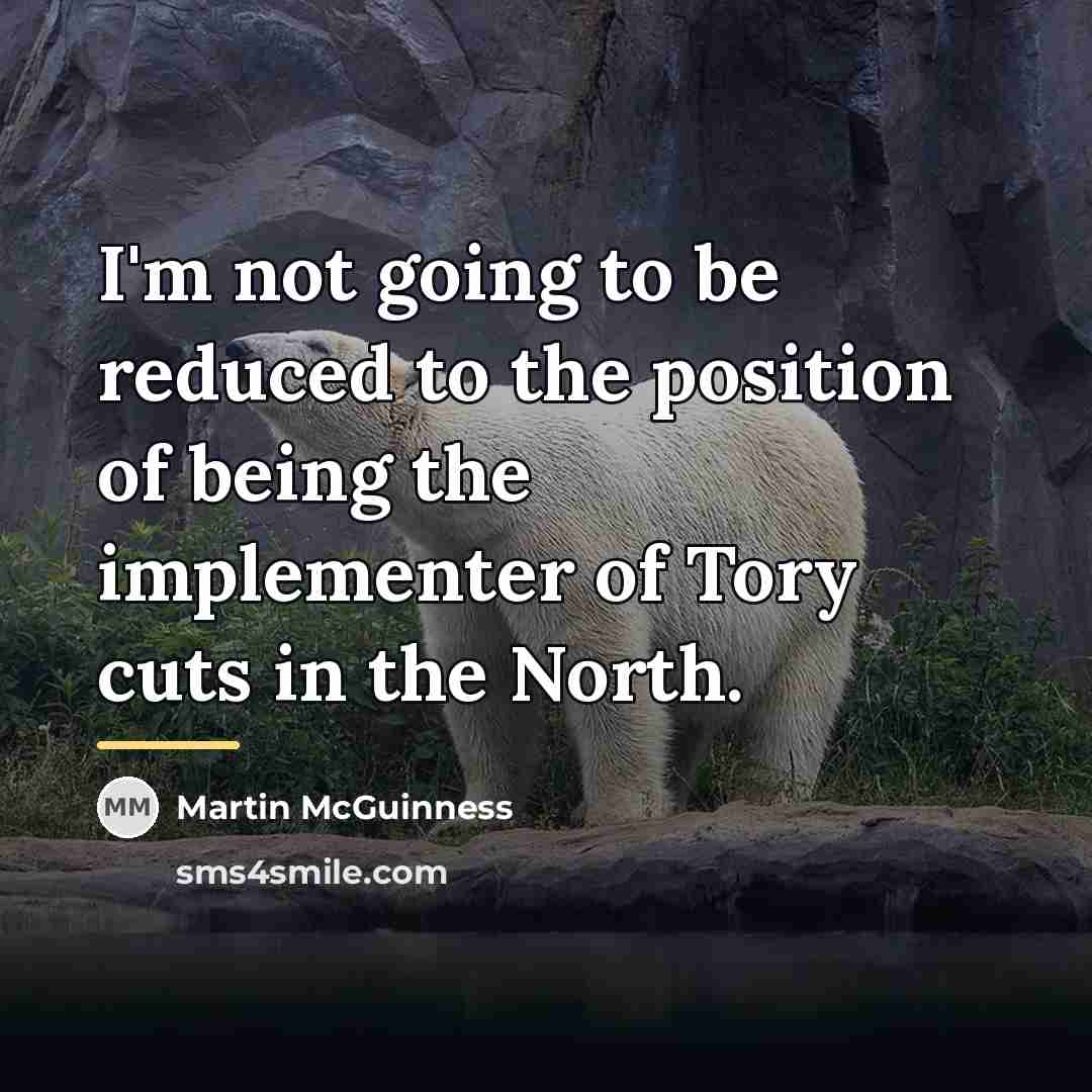 “I'm not going to be reduced to the position of…” quote by Martin McGuinness
